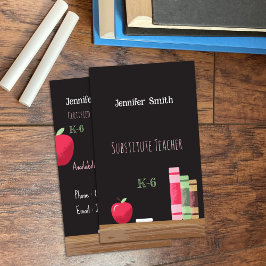 Kontaktkort för underlärare i Lodrät Chalkboard Su Visitkort