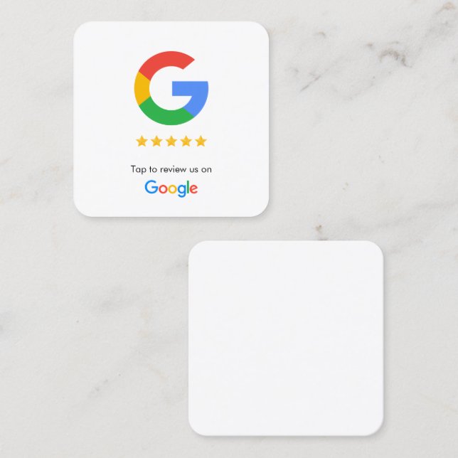 Kontaktlöst Google-granskningskort Fyrkantigt Visitkort (Fram/baksida)