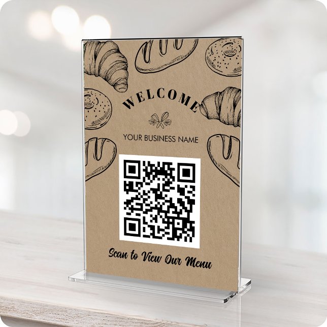 Kontaktlöst QR-kodgenomsökningskort för ScanToOred Bordsnummer (Contactless QR Code ScanToOreder Menu Bakery Card)