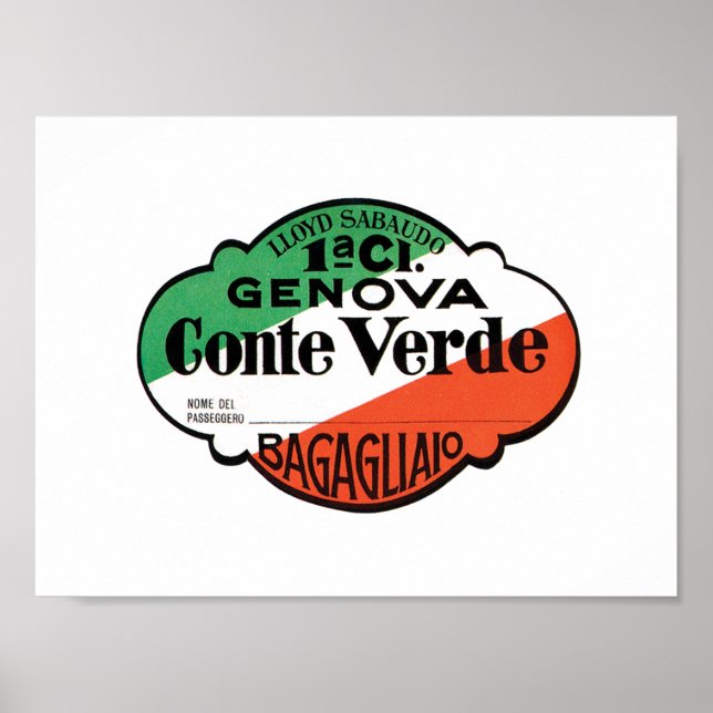 Konte Verdes bagageetikett Poster (Framsidan)