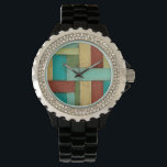 Kontempoary Coastal Multicolor Painting Armbandsur<br><div class="desc">Aqua,  grönt,  rött och gult träffas i en explosion av färg som påminner om mönster på ett stranddäck. Att byta ut den här contemporaryns kustmålning på väggen kan locka dig att ta semestern du har skjutit av! Gör en underbar gåva till alla som behöver en strandflyktsort.</div>