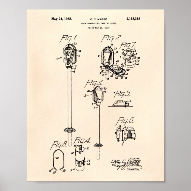Kontentparks 1938 Patent Art Old Peper Poster (Framsidan)
