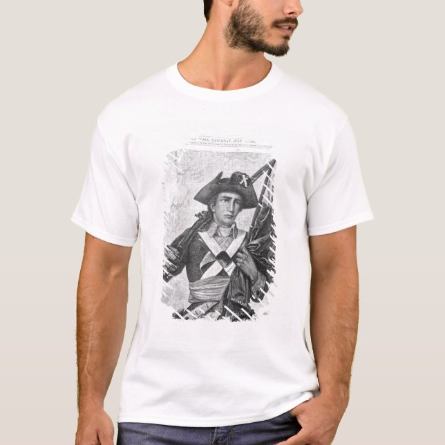 Kontinentalt soldatinnehav en musketflagga t shirt (Framsida)