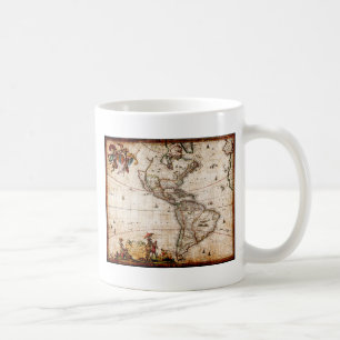 Kontinenten Amerika Gamla Karta Kaffemugg