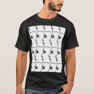 Kontinuerlig linje, ansikte-profiler, konstnärlig t shirt