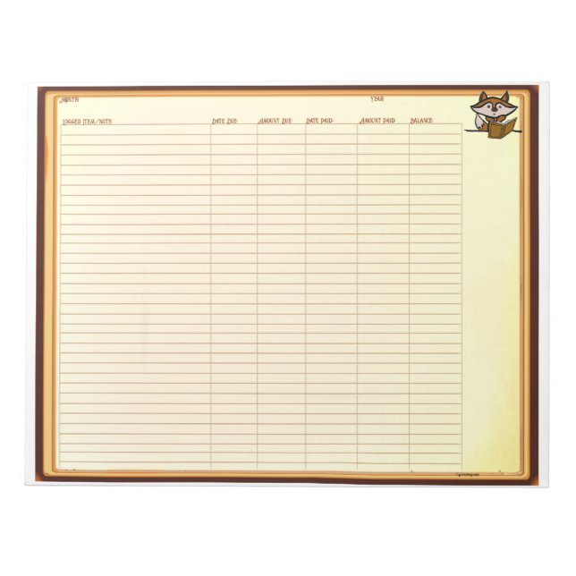 Kontonotisblock Anteckningsblock (Framsida)