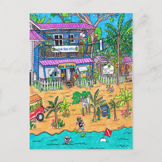 Kontor för marinparkering vykort (Framsida)