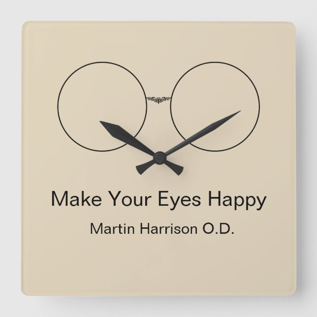 Kontoret för ögadoktoroptometrikern tar tid på fyrkantig klocka (Framsida)