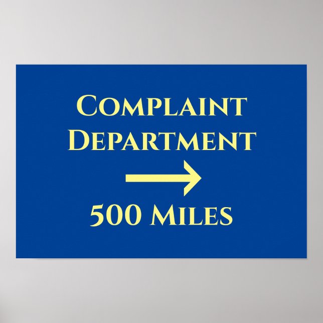 Kontors humor Funny Complaint Department 500 Miles Poster (Framsidan)