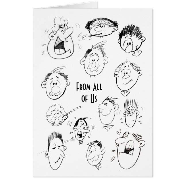 Kontors humor-kort hälsningskort (Framsidan)