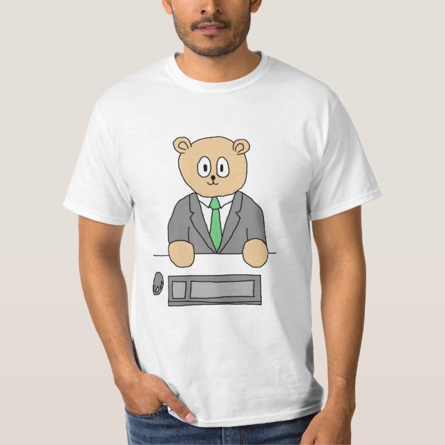 Kontorsarbetare i en grön Tie. Tee Shirt (Framsida)