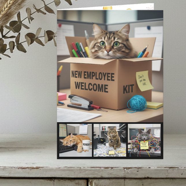 Kontorsglada Katter Fotokort, Affärskatt Kort (Office Cats Photo Card / customize inside)