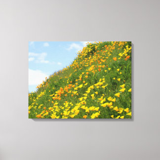 Kontorskonsttryck Vallmo Blomsterfält Blå Himmel Canvastryck