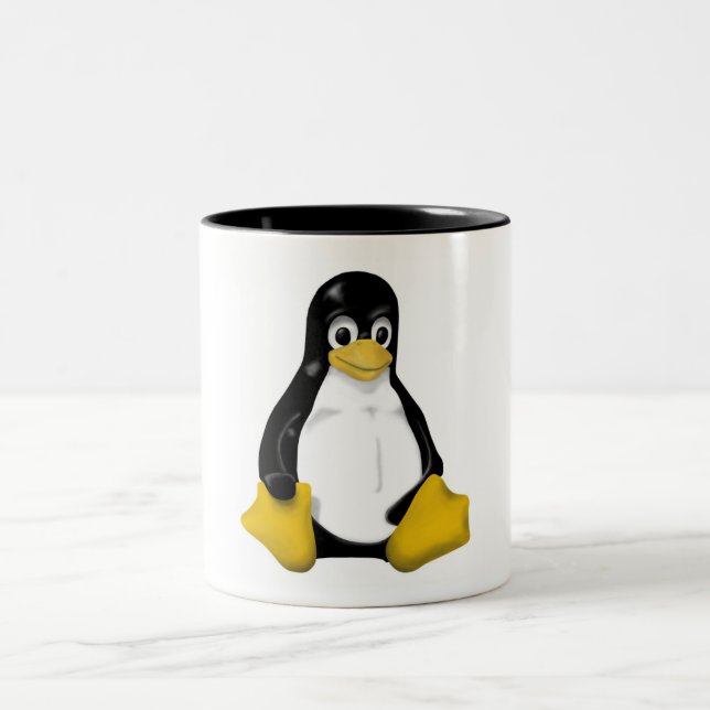 KONTRA SOM PLACERAR LINUXTUXEN Två-Tonad MUGG (Center)