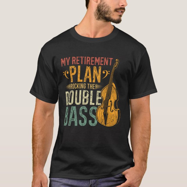 Kontrabas Pensionsplan Retro Kontrabas Fiol T Shirt (Framsida)