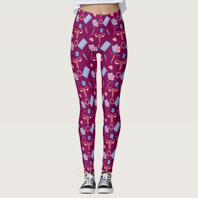Kontraception Mönster Feminist Leggings (Framsida)
