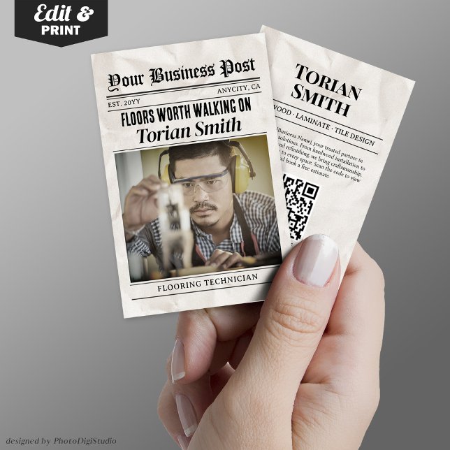 Kontraktor för kontaktgolv och panel (Newspaper Contact Flooring & Tile Contractor Calling Card)