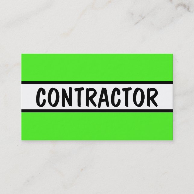 Kontraktor Neon Grönt Visitkort (Framsida)