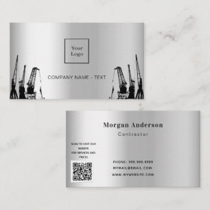 Kontraktspart för svarta byggkranar i silver QR Visitkort