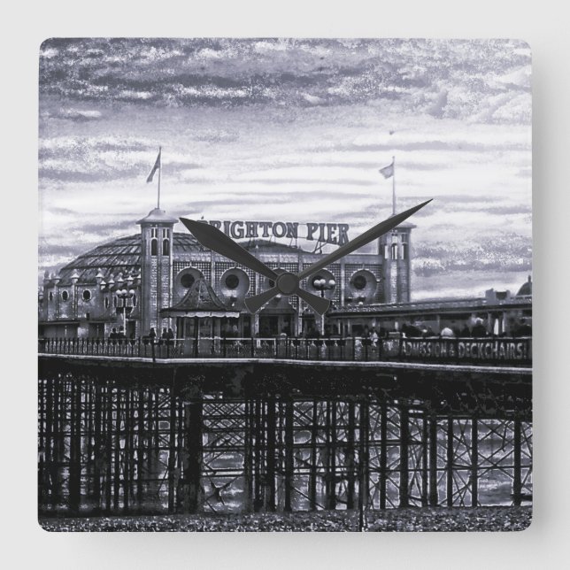 Kontrast Brighton Pier Fyrkantig Klocka (Framsida)
