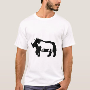 Kontrast Noshörning Siluett i djärv harmoni T Shirt