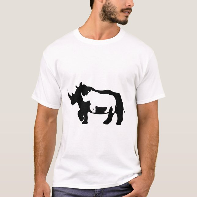 Kontrast Noshörning Siluett i djärv harmoni T Shirt (Framsida)