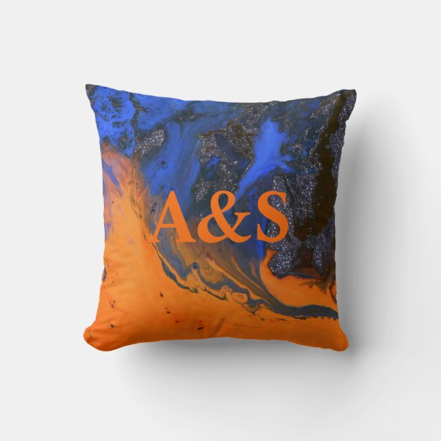 Kontrastblått för texturerad mörk i abstrakt kudde (Framsida)