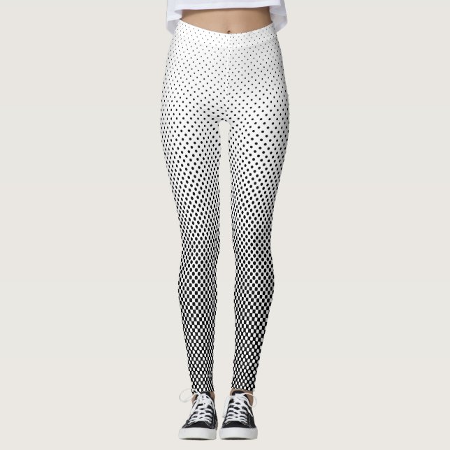 Kontrasthalvtonen pricker svartvit bantning leggings (Framsida)