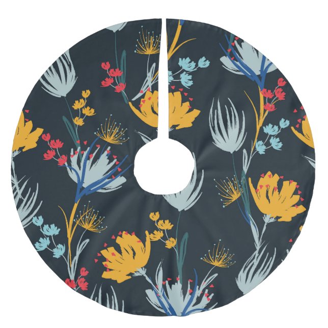 Kontrastpensel för Blommigt: Svart sömlös Julgransmatta Borstad Polyester (Framsidan)