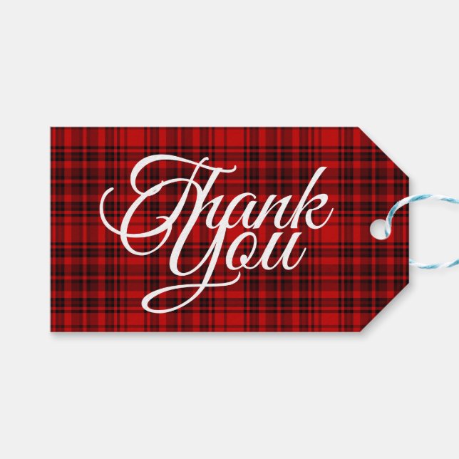 Kontrolera Plaid Tack Svart Röd Vit Typografi  Presentetikett (Framsidan (Horisontell))