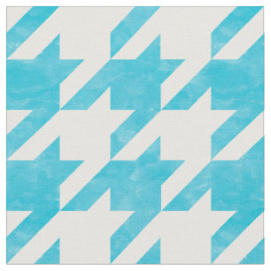 Kontroll av blå och vit houndstooth tyg