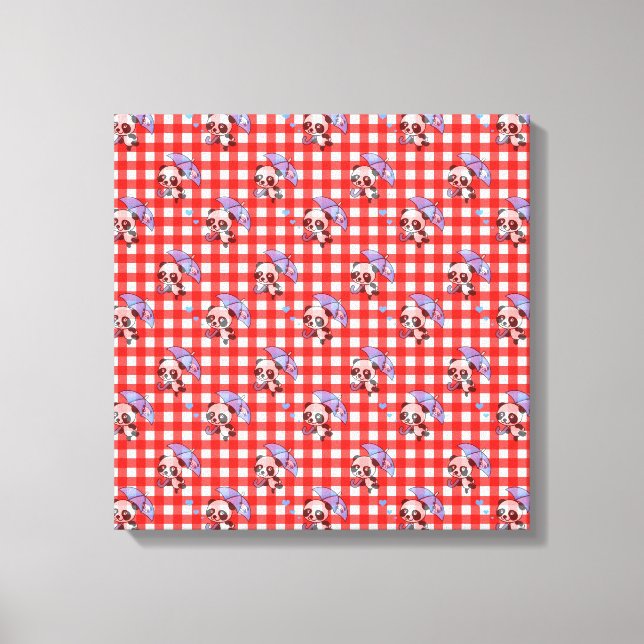 Kontroll av Cute Red Gingham Canvastryck (Framsida)