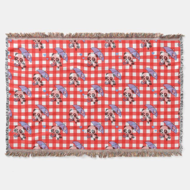Kontroll av Cute Red Gingham Filt (Framsidan)