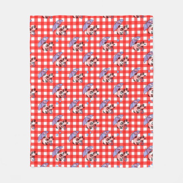 Kontroll av Cute Red Gingham Fleecefilt (Framsidan)