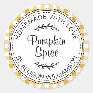 Kontroll av Gulten för Rustic Homemade Pumpkin Spi Runt Klistermärke