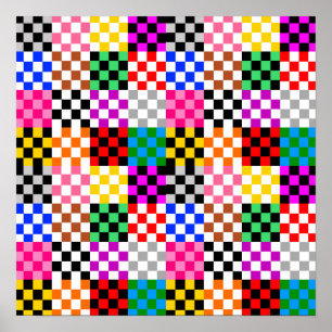 Kontroll av Mönster-design för flerfärgat lappverk Poster