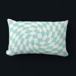 Kontroll av pastellblå vit varmning i Retro har ko Lumbarkudde<br><div class="desc">Perfekt,  skevad designkudde i pastel färg,  fullt av underbara vibes. Modern,  förvrängd checkers mönster. Den här trevliga,  psykedeliska designen tar dig till underlandet. Warped checkar in pastel färg. Virvel- och virvelkontroller,  bockad pastel mönster</div>
