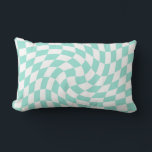 Kontroll av pastellblå vit varmning i Retro har ko Lumbarkudde<br><div class="desc">Perfekt,  skevad designkudde i pastel färg,  fullt av underbara vibes. Modern,  förvrängd checkers mönster. Den här trevliga,  psykedeliska designen tar dig till underlandet. Warped checkar in pastel färg. Virvel- och virvelkontroller,  bockad pastel mönster</div>