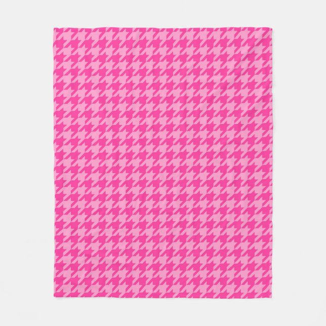 Kontroll av rosa Houndstooth-ingång Fleecefilt (Framsidan)