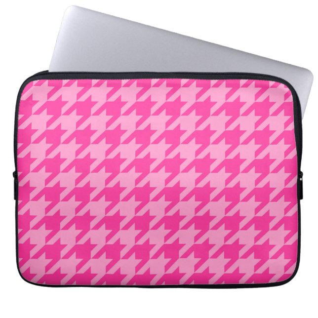Kontroll av rosa Houndstooth-ingång Laptop Fodral (Framsidan)