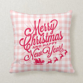 Kontroll av Rosa i god jul Gott nytt år Kudde