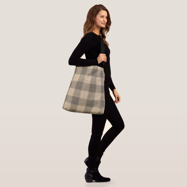 KONTROLL AV vintagens BANDBAND BROWN PLAID Axelväska (På modell)