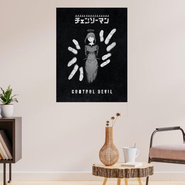 Kontrolldjäveln – Mörk Anime Makima-illustration Poster (Vardagsrum 3)