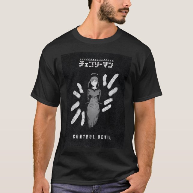 Kontrolldjäveln – Mörk Anime Makima Illustration T Shirt (Framsida)