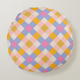 Kontroller av gulten vid rosa rund kudde