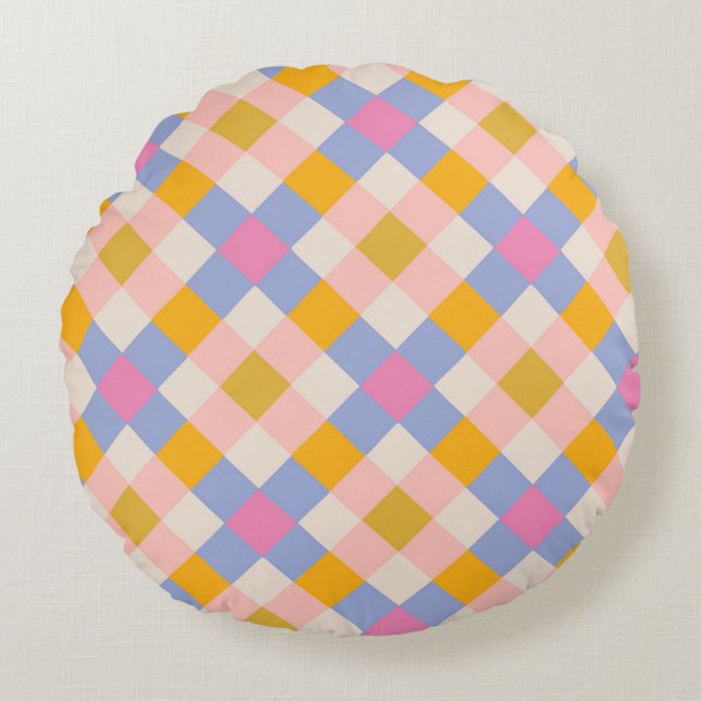 Kontroller av gulten vid rosa rund kudde (Framsidan)