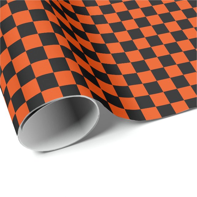 Kontroller av medelsvart och Bright Orange Presentpapper (Rullad Hörn)