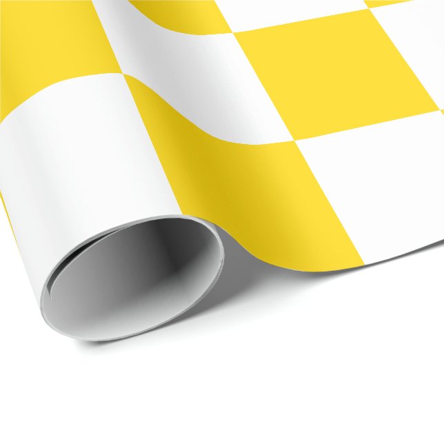 Kontroller för extra stor guld- gult och vit presentpapper (Rullad Hörn)