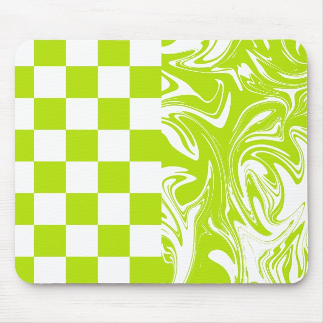 Kontroller och kontroller i grönt och vitt kalv musmatta (Framsidan)