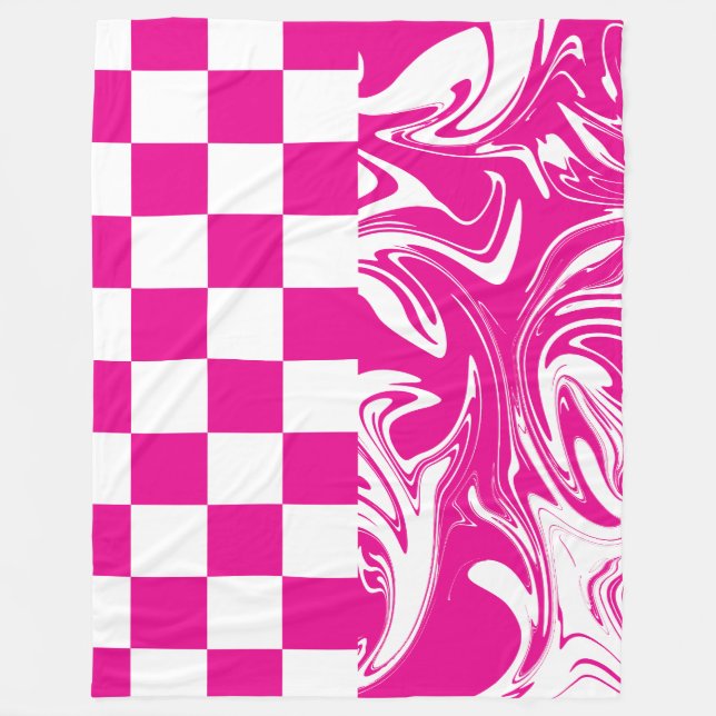 Kontroller och kontroller i Magenta och vitt Fleecefilt (Framsidan)